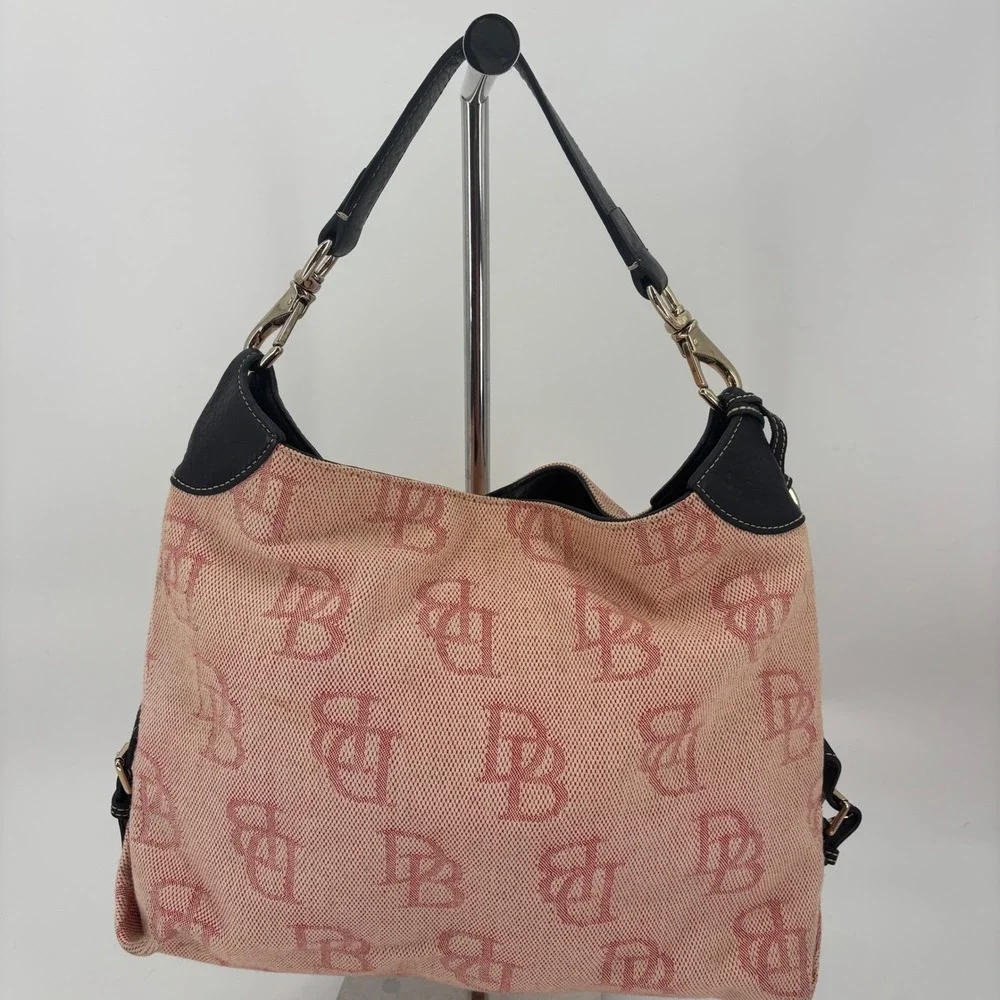 Pink jacquard tote purse Dooney & bourke duck charm monogram quiet luxury preppy